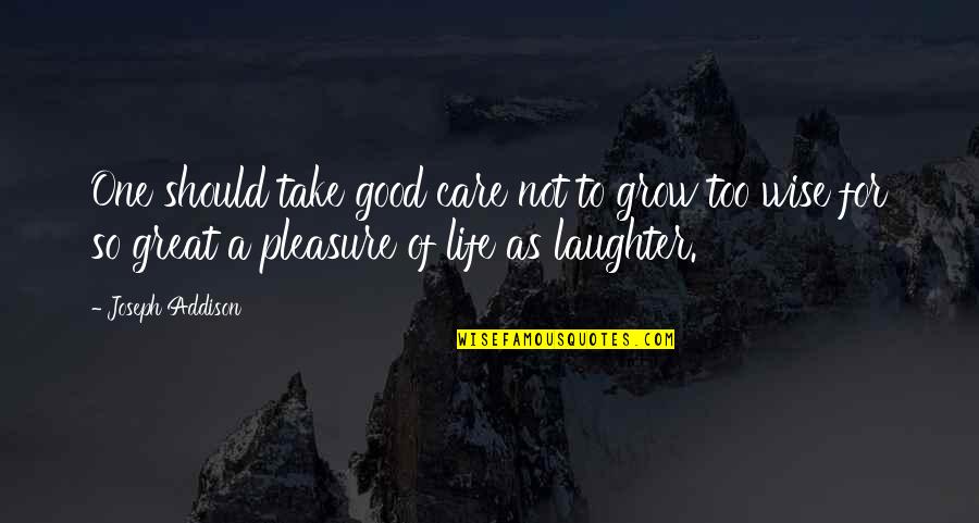 Take Pleasure In Life Quotes By Joseph Addison: One should take good care not to grow