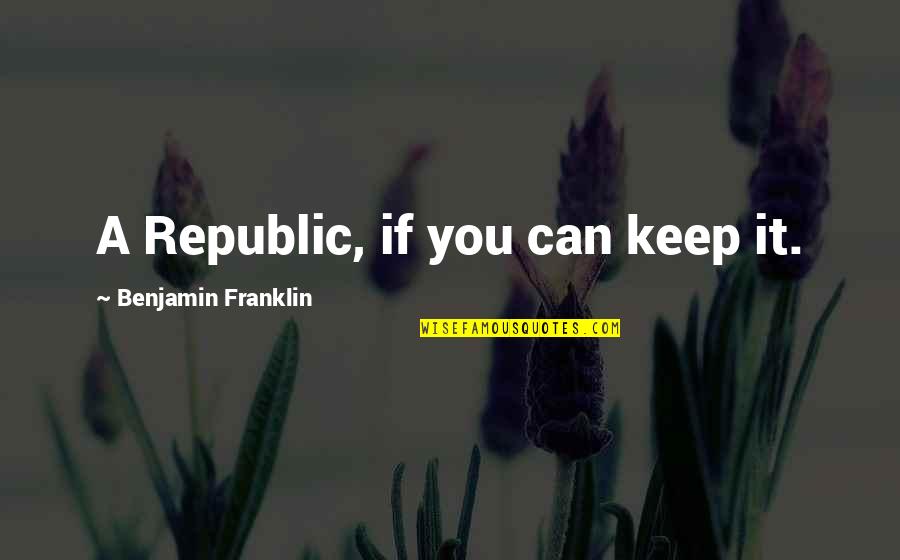 Take Responsibility For Your Own Actions Quotes By Benjamin Franklin: A Republic, if you can keep it.