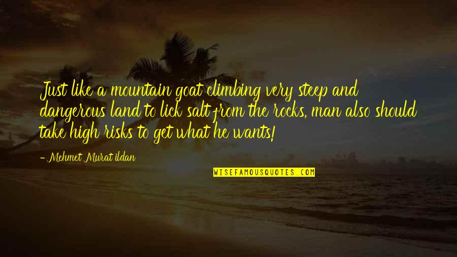 Take Risks Quotes By Mehmet Murat Ildan: Just like a mountain goat climbing very steep