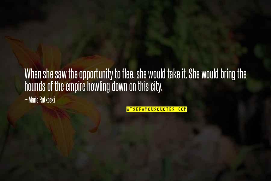 Take The Opportunity Quotes By Marie Rutkoski: When she saw the opportunity to flee, she