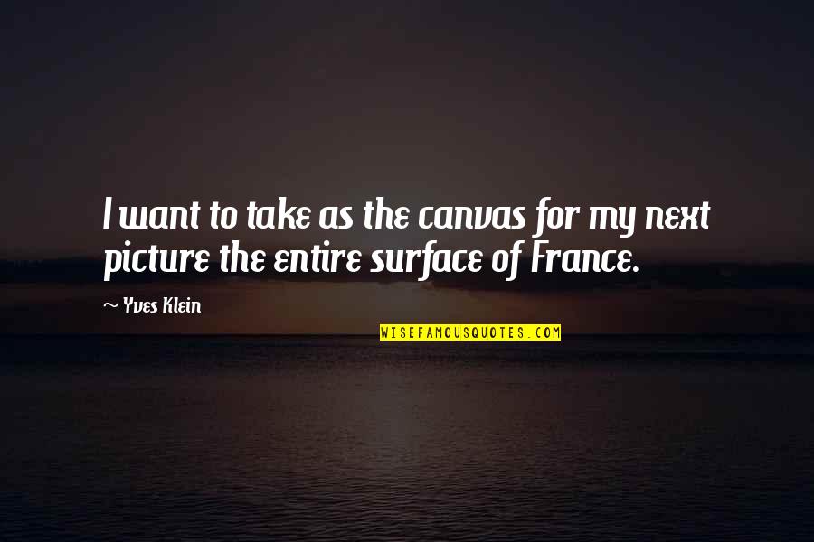 Take The Picture Quotes By Yves Klein: I want to take as the canvas for