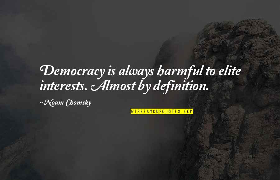 Take Time To See The Beauty Around You Quotes By Noam Chomsky: Democracy is always harmful to elite interests. Almost