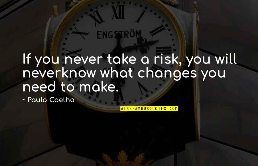 Take What You Need Quotes By Paulo Coelho: If you never take a risk, you will