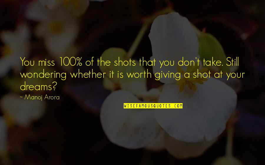 Take Your Best Shot Quotes By Manoj Arora: You miss 100% of the shots that you