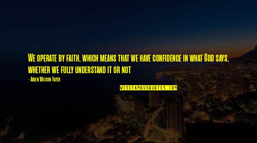 Take Your Time Lyric Quotes By Aiden Wilson Tozer: We operate by faith, which means that we