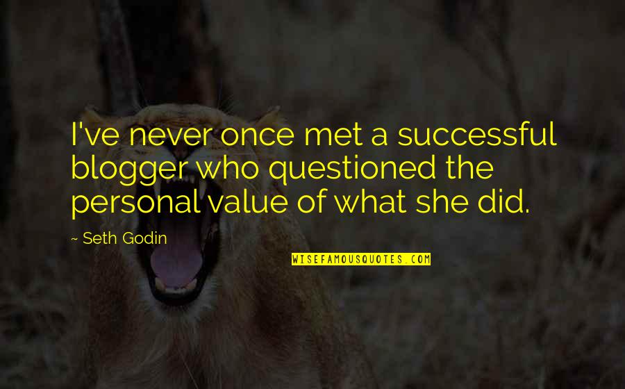 Taken For Granted By Someone You Love Quotes By Seth Godin: I've never once met a successful blogger who Taken For Granted By Someone You Love Quotes By Seth Godin: I've never once met a successful blogger who