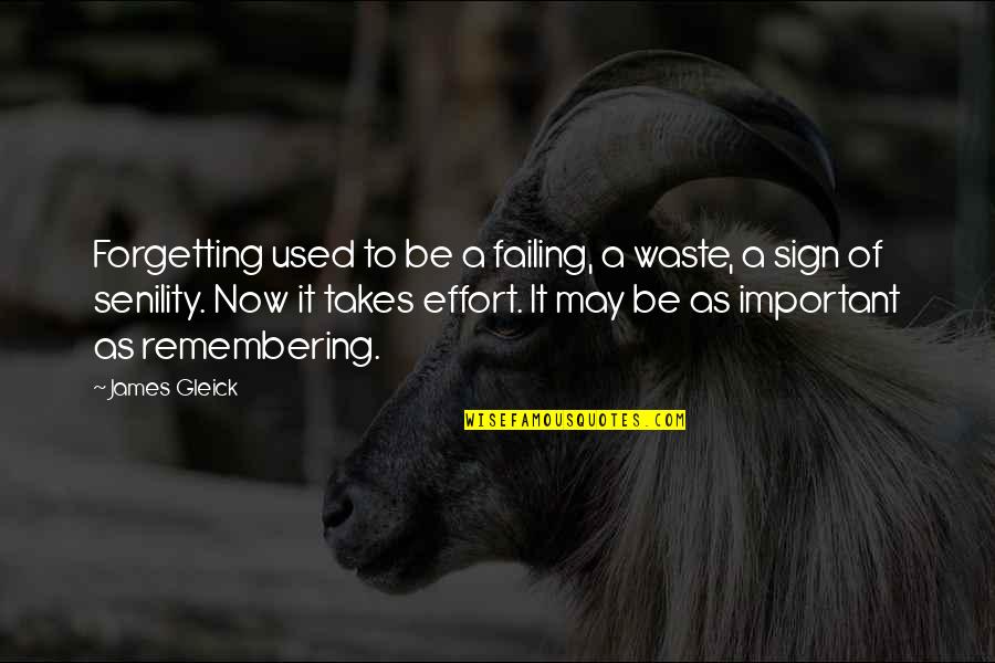 Takes Effort Quotes By James Gleick: Forgetting used to be a failing, a waste,