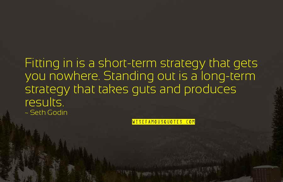 Takes Guts Quotes By Seth Godin: Fitting in is a short-term strategy that gets Takes Guts Quotes By Seth Godin: Fitting in is a short-term strategy that gets