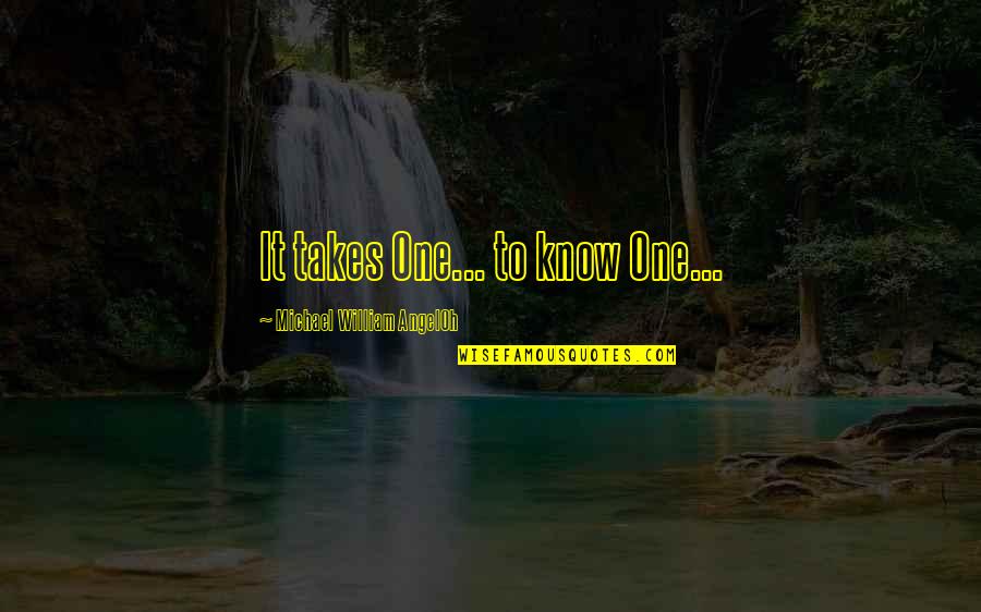 Takes One To Know One Quotes By Michael William AngelOh: It takes One... to know One...