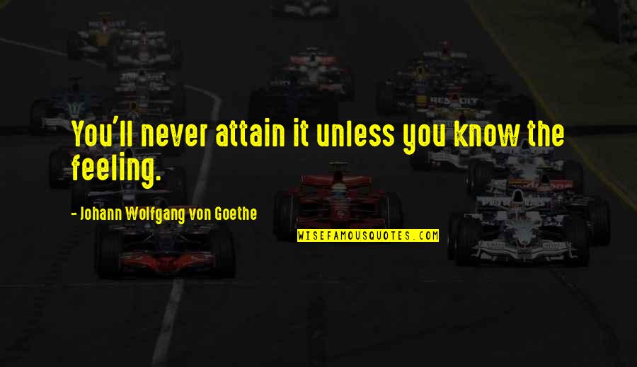 Taking A Breather Quotes By Johann Wolfgang Von Goethe: You'll never attain it unless you know the