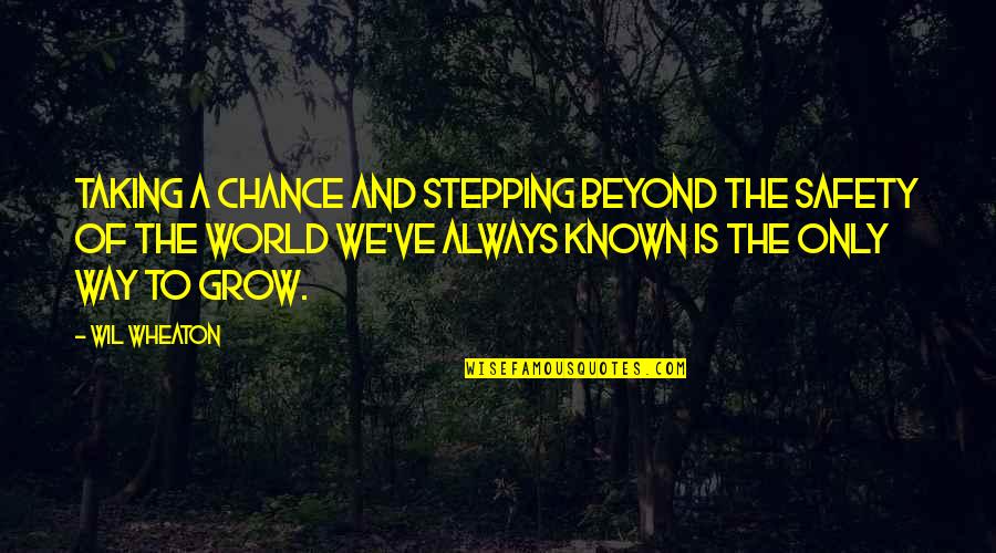 Taking A Chance Quotes By Wil Wheaton: Taking a chance and stepping beyond the safety