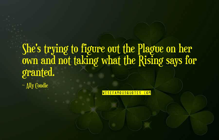 Taking For Granted Quotes By Ally Condie: She's trying to figure out the Plague on