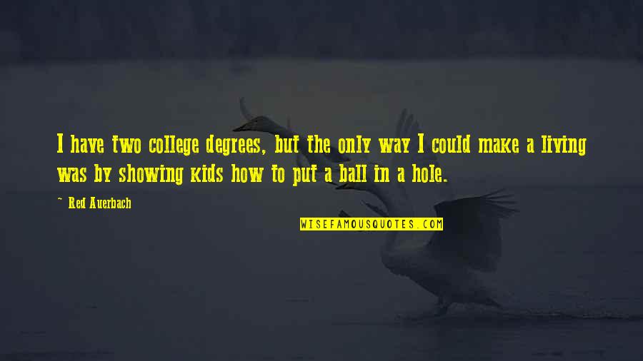 Taking Life Head On Quotes By Red Auerbach: I have two college degrees, but the only