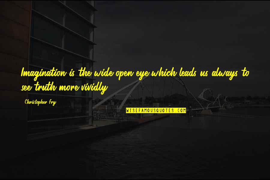 Taking My Breath Away Quotes By Christopher Fry: Imagination is the wide-open eye which leads us