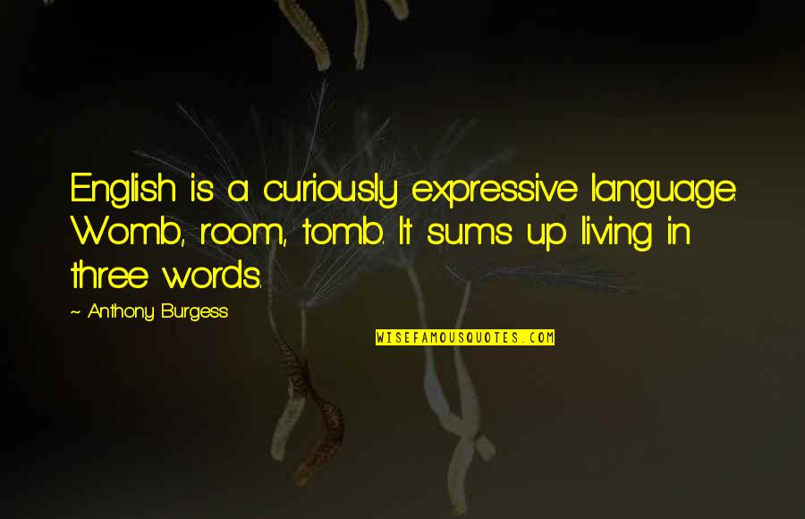 Taking Personal Time Quotes By Anthony Burgess: English is a curiously expressive language. Womb, room,
