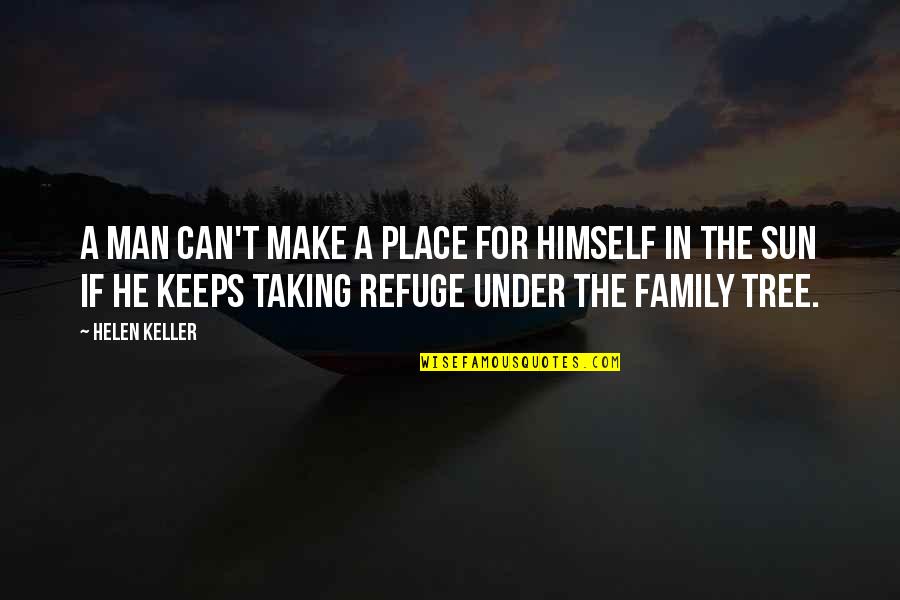 Taking Refuge Quotes By Helen Keller: A man can't make a place for himself