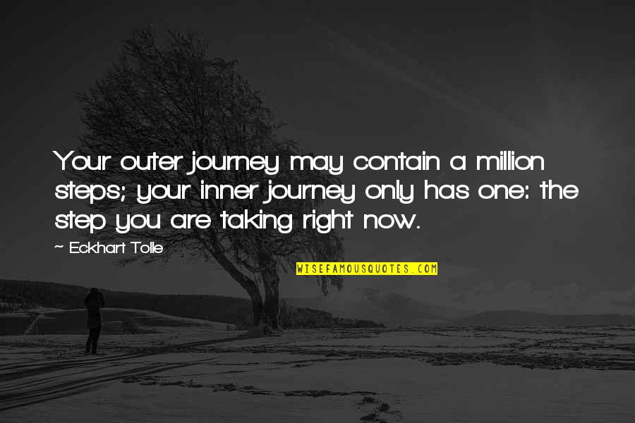 Taking The Steps Quotes By Eckhart Tolle: Your outer journey may contain a million steps; Taking The Steps Quotes By Eckhart Tolle: Your outer journey may contain a million steps;