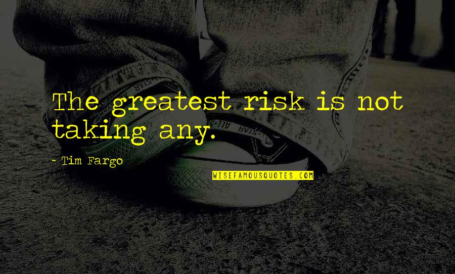 Taking Your Chances Quotes By Tim Fargo: The greatest risk is not taking any.