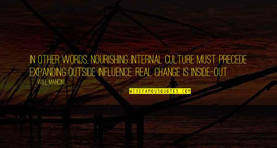Taklukanlah Quotes By Will Mancini: In other words, nourishing internal culture must precede
