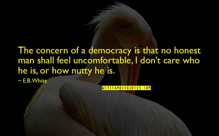 Talajtakar S Quotes By E.B. White: The concern of a democracy is that no Talajtakar S Quotes By E.B. White: The concern of a democracy is that no