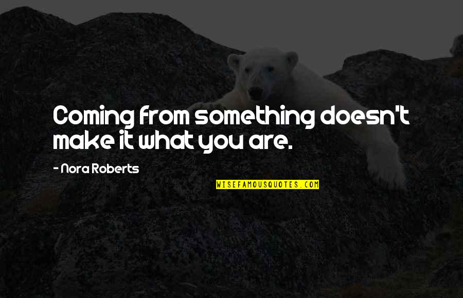 Talapatra Grandhalu Quotes By Nora Roberts: Coming from something doesn't make it what you Talapatra Grandhalu Quotes By Nora Roberts: Coming from something doesn't make it what you