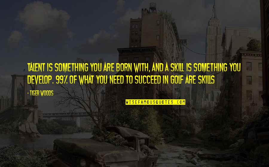 Talent Vs Skill Quotes By Tiger Woods: Talent is something you are born with, and Talent Vs Skill Quotes By Tiger Woods: Talent is something you are born with, and