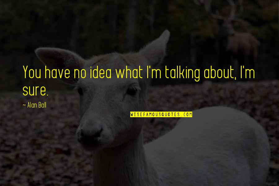 Talking About You Quotes By Alan Ball: You have no idea what I'm talking about,