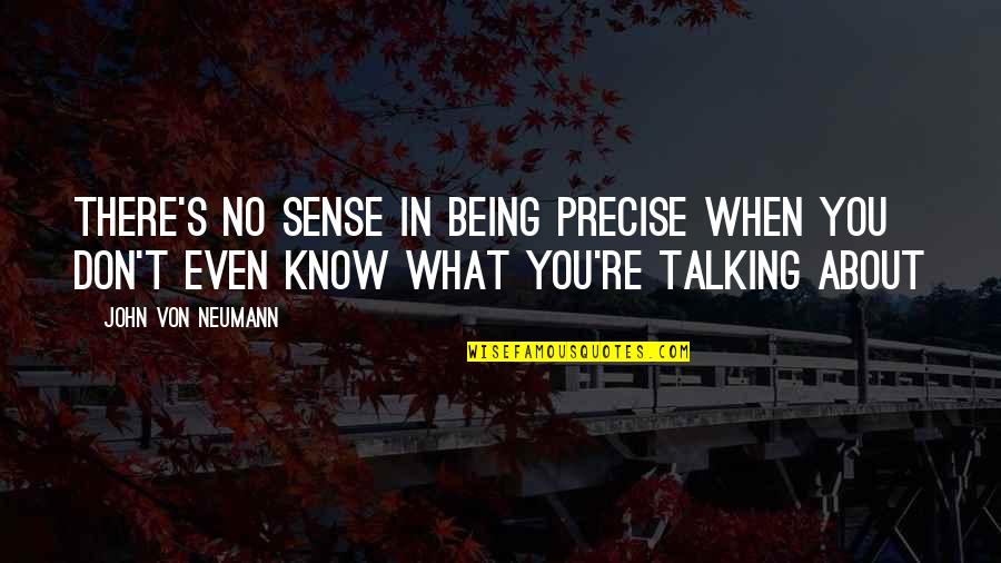 Talking About You Quotes By John Von Neumann: There's no sense in being precise when you