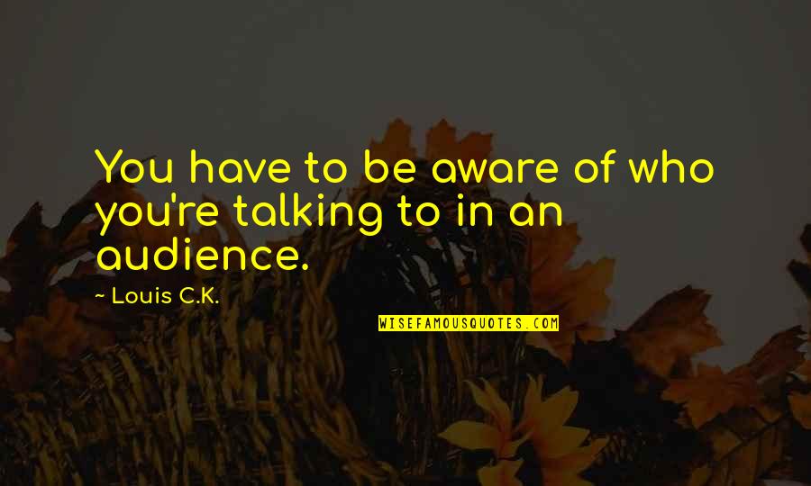 Talking To You Quotes By Louis C.K.: You have to be aware of who you're