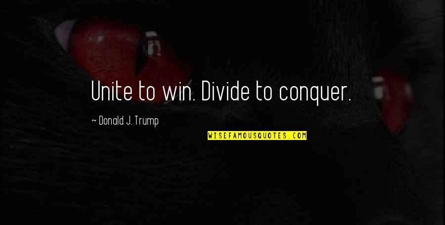 Tallboys Quotes By Donald J. Trump: Unite to win. Divide to conquer.