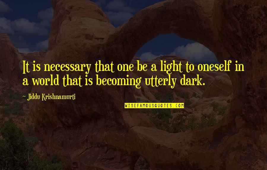 Talynn Woods Quotes By Jiddu Krishnamurti: It is necessary that one be a light