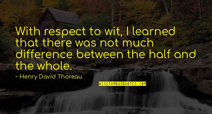 Tamadot Quotes By Henry David Thoreau: With respect to wit, I learned that there