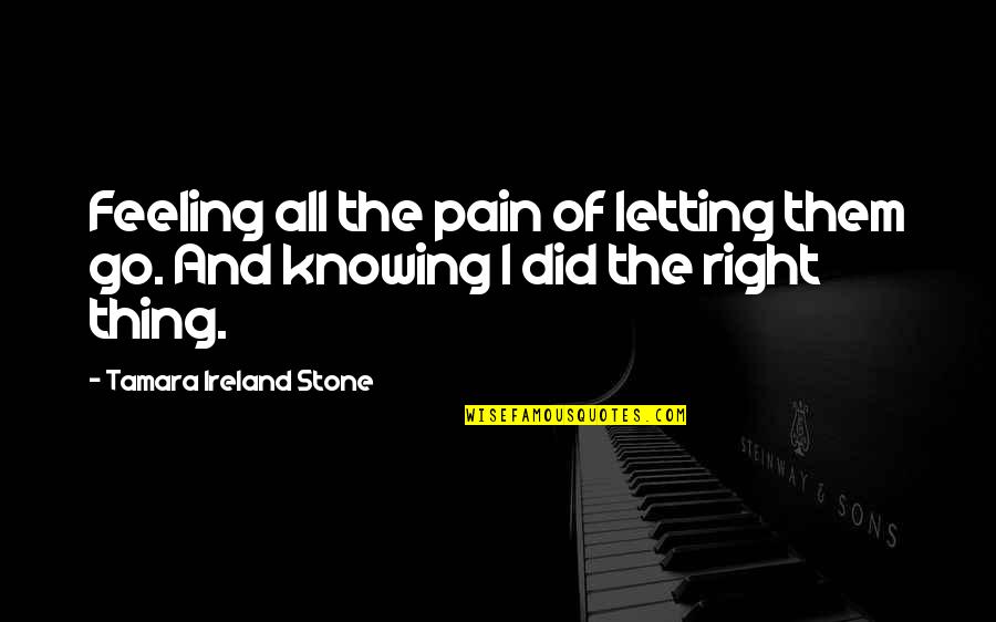 Tamara Ireland Stone Quotes By Tamara Ireland Stone: Feeling all the pain of letting them go.