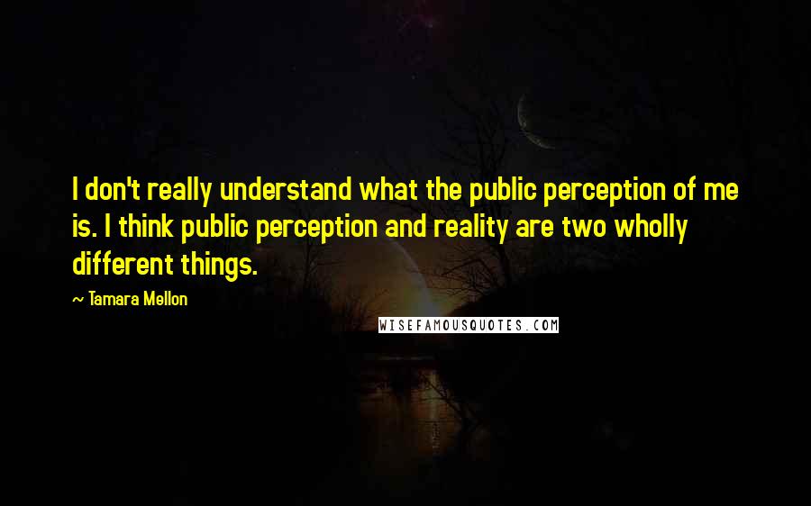 Tamara Mellon quotes: I don't really understand what the public perception of me is. I think public perception and reality are two wholly different things.