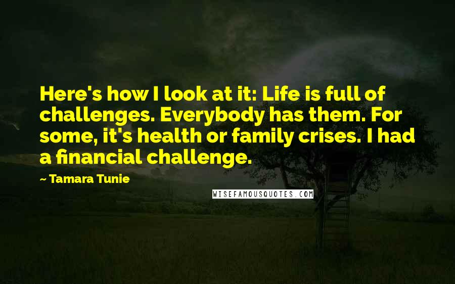 Tamara Tunie quotes: Here's how I look at it: Life is full of challenges. Everybody has them. For some, it's health or family crises. I had a financial challenge.