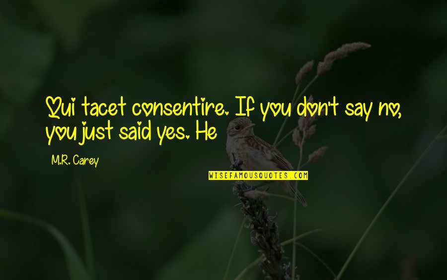 Tambem Quero Quotes By M.R. Carey: Qui tacet consentire. If you don't say no,