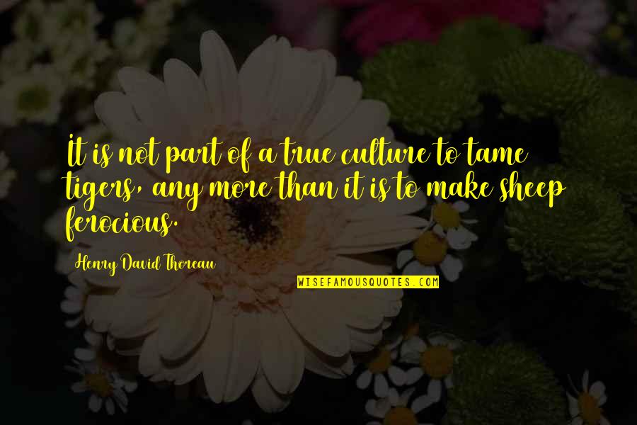 Tame Quotes By Henry David Thoreau: It is not part of a true culture Tame Quotes By Henry David Thoreau: It is not part of a true culture