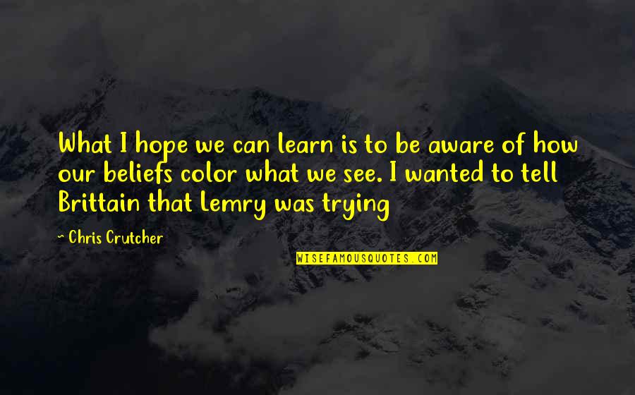 Tameka Foster Quotes By Chris Crutcher: What I hope we can learn is to Tameka Foster Quotes By Chris Crutcher: What I hope we can learn is to