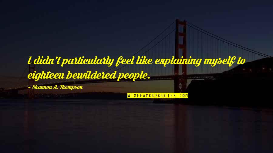 Tamelia Lakraj Quotes By Shannon A. Thompson: I didn't particularly feel like explaining myself to Tamelia Lakraj Quotes By Shannon A. Thompson: I didn't particularly feel like explaining myself to