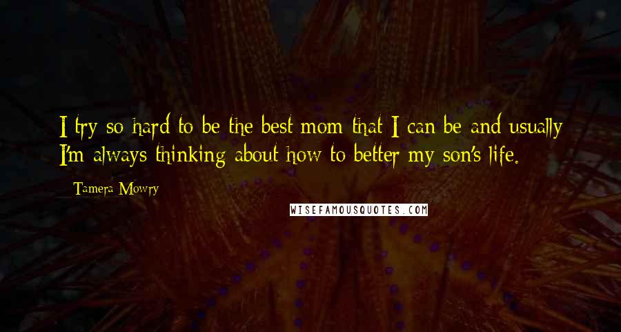 Tamera Mowry quotes: I try so hard to be the best mom that I can be and usually I'm always thinking about how to better my son's life.