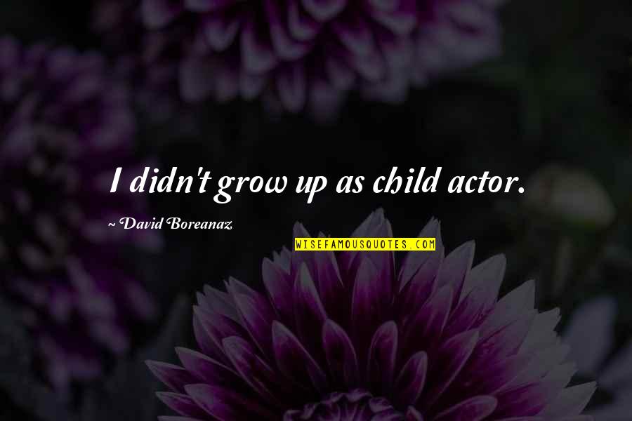 Tamil Safety Slogans And Quotes By David Boreanaz: I didn't grow up as child actor.