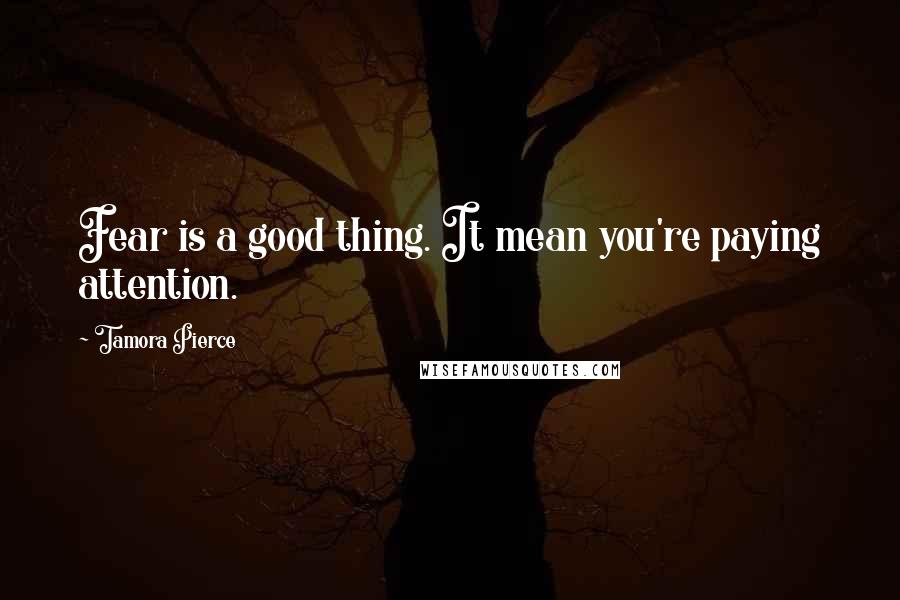 Tamora Pierce quotes: Fear is a good thing. It mean you're paying attention.