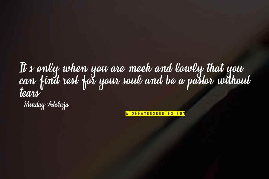 Tamquam Alter Quotes By Sunday Adelaja: It's only when you are meek and lowly Tamquam Alter Quotes By Sunday Adelaja: It's only when you are meek and lowly