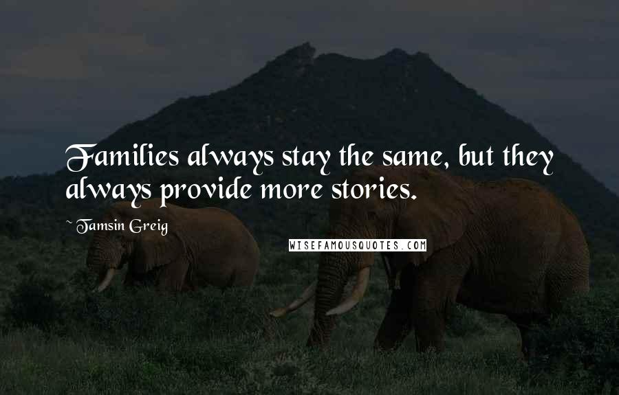 Tamsin Greig quotes: Families always stay the same, but they always provide more stories.