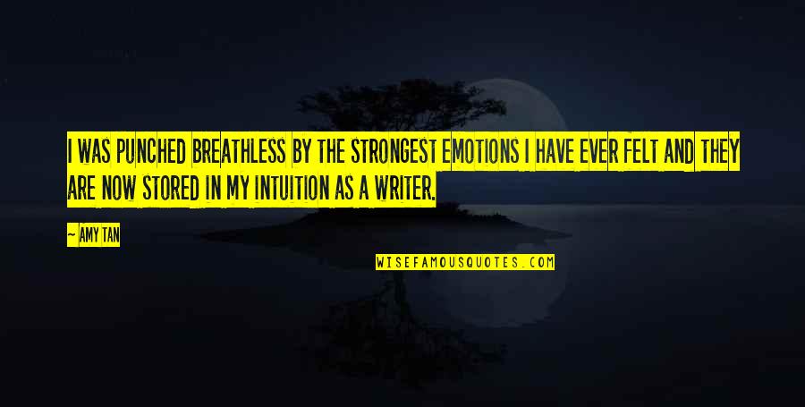 Tan Quotes By Amy Tan: I was punched breathless by the strongest emotions