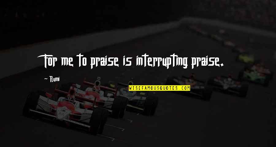 Tancredo Neves Quotes By Rumi: For me to praise is interrupting praise.
