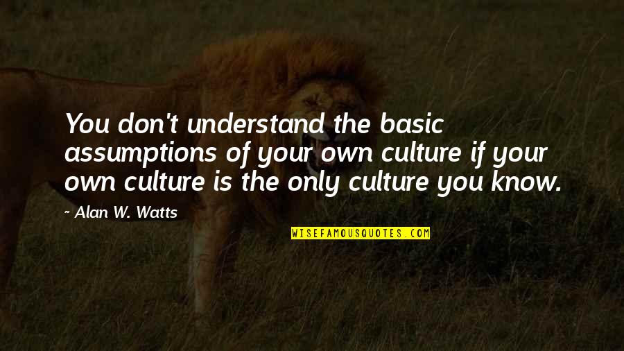 Tandarts Quotes By Alan W. Watts: You don't understand the basic assumptions of your