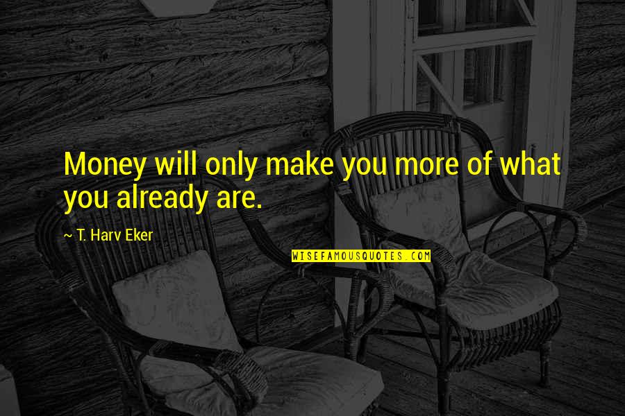 Tandava Karma Quotes By T. Harv Eker: Money will only make you more of what