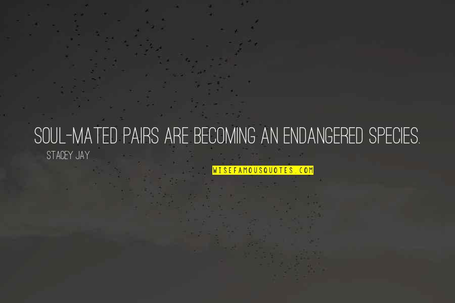 Tangi Quotes By Stacey Jay: Soul-mated pairs are becoming an endangered species. Tangi Quotes By Stacey Jay: Soul-mated pairs are becoming an endangered species.