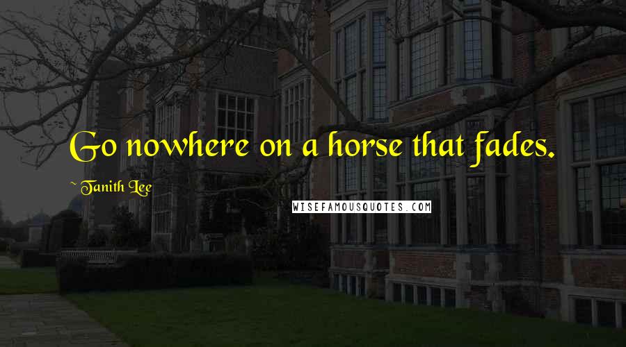 Tanith Lee quotes: Go nowhere on a horse that fades.